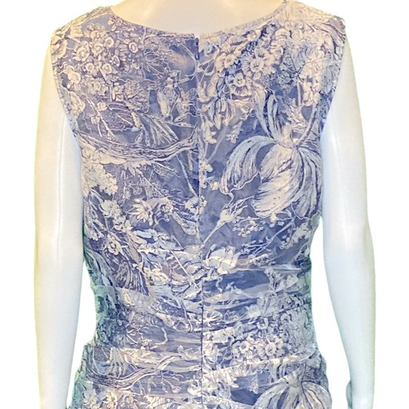 NWT JS Collections Maddison French Blue V-Neck Ruched Column Gown - Sz 12 - Picture 6 of 9